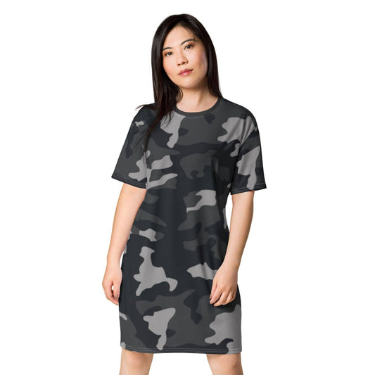 Alloverprint T-Shirt-Kleid HB9090 camouflage grau