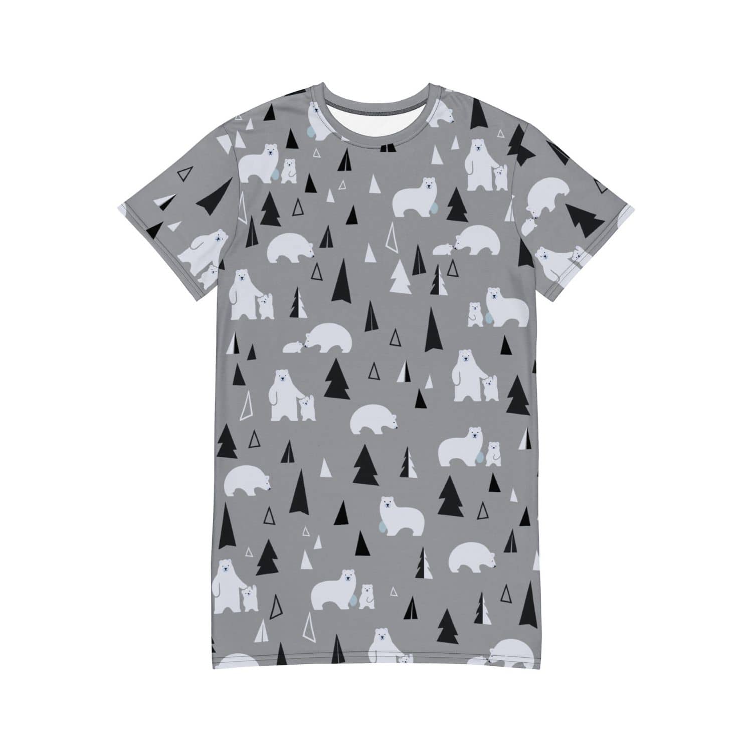 Alloverprint T-Shirt Kleid PF9078 Eisbären grau