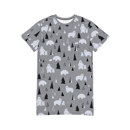 Alloverprint T-Shirt Kleid PF9078 Eisbären grau