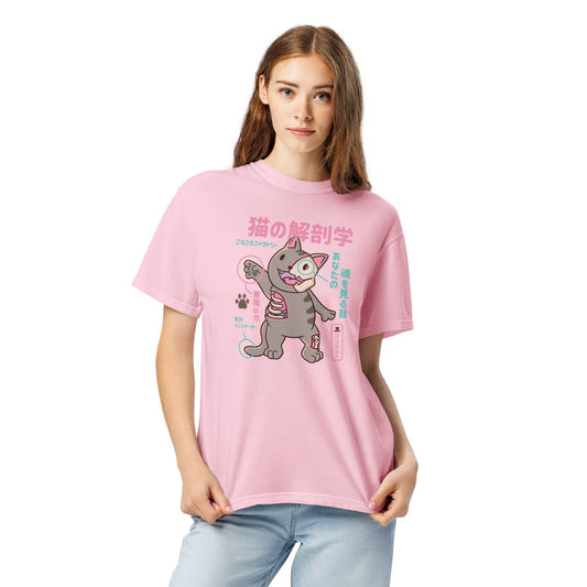Anime Manga Damen T-Shirt Katze PF3264 rosa