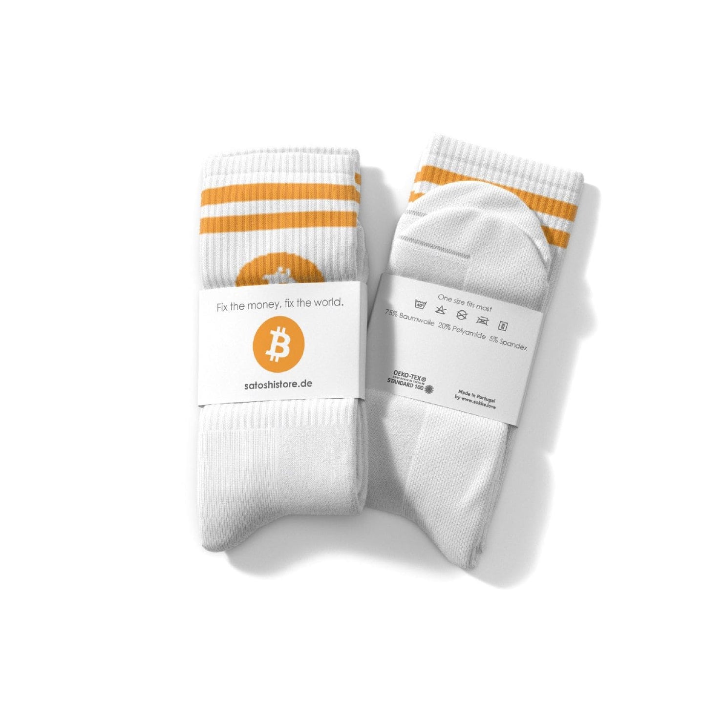Bitcoin Unisex Sportsocken SH1122 weiss orange