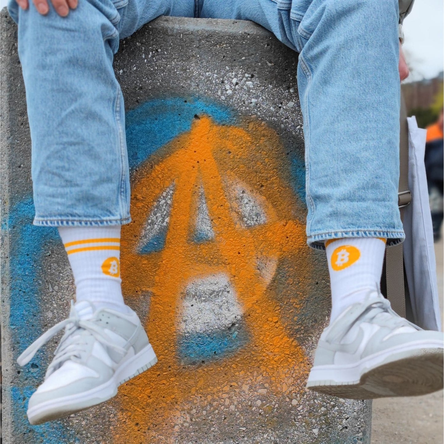 Bitcoin Unisex Sportsocken SH1122 weiss orange