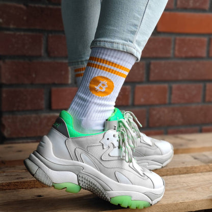 Bitcoin Unisex Sportsocken SH1122 weiss orange