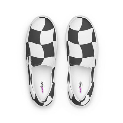 Damen Canvas Textil-Slipper PF4186 weiss Checkerboard