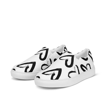 Damen Canvas Textil-Slipper PF4187 weiss Simple Hearts