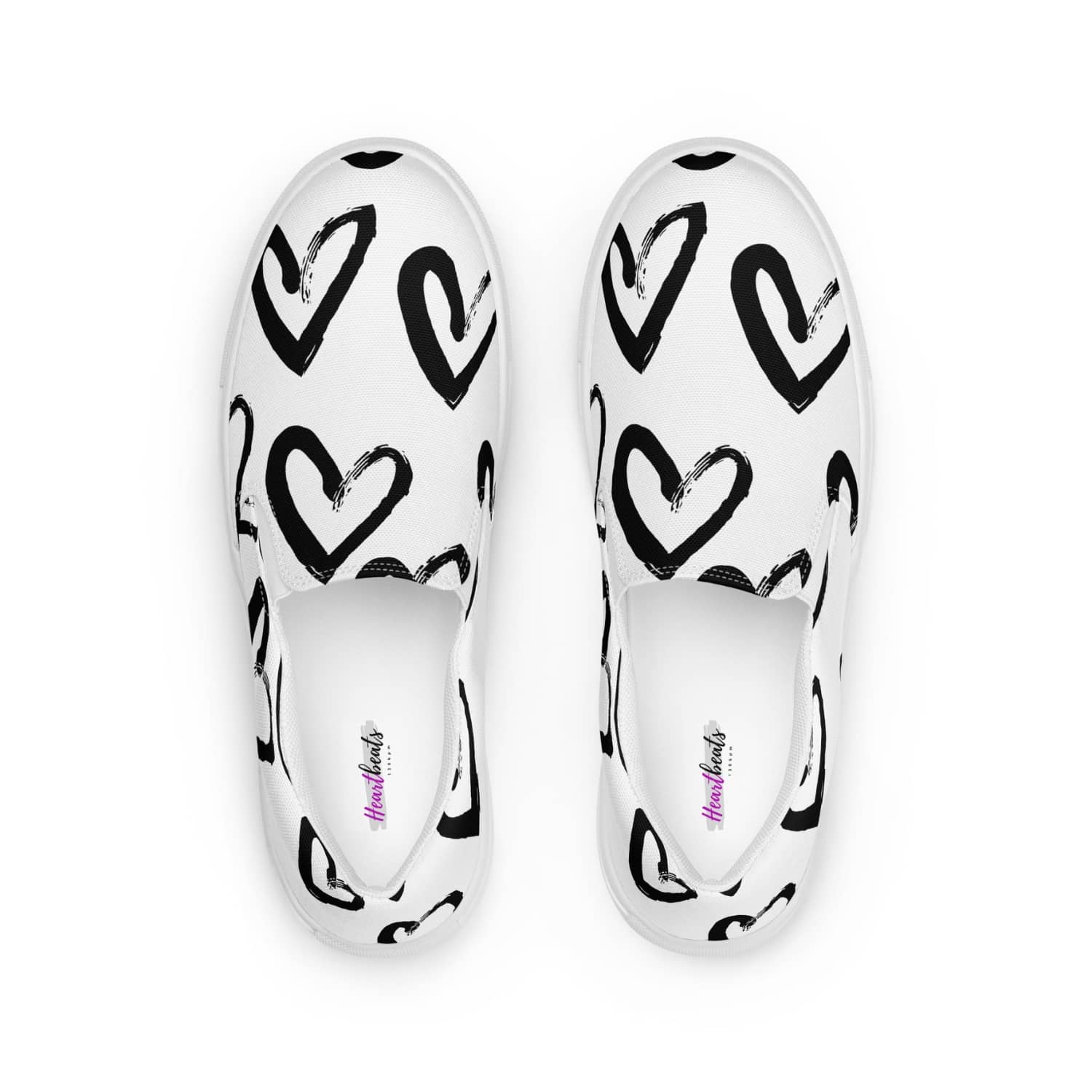 Damen Canvas Textil-Slipper PF4187 weiss Simple Hearts