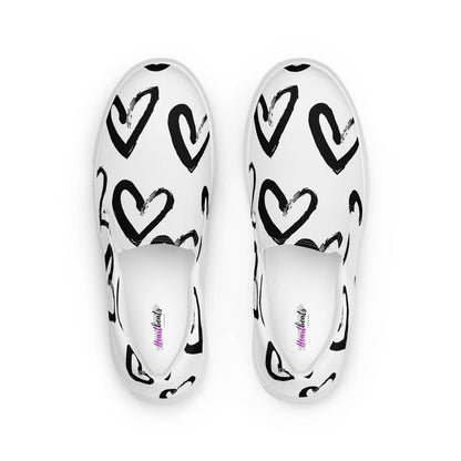 Damen Canvas Textil-Slipper PF4187 weiss Simple Hearts