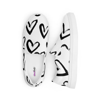 Damen Canvas Textil-Slipper PF4187 weiss Simple Hearts