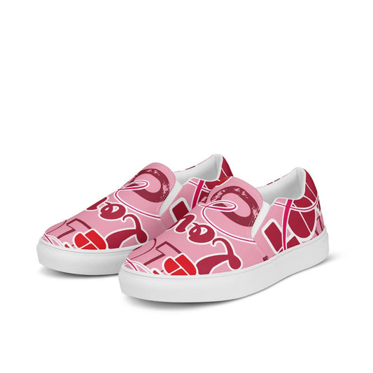 Damen Canvas Textil-Slipper PF4191 weiss Pink Love