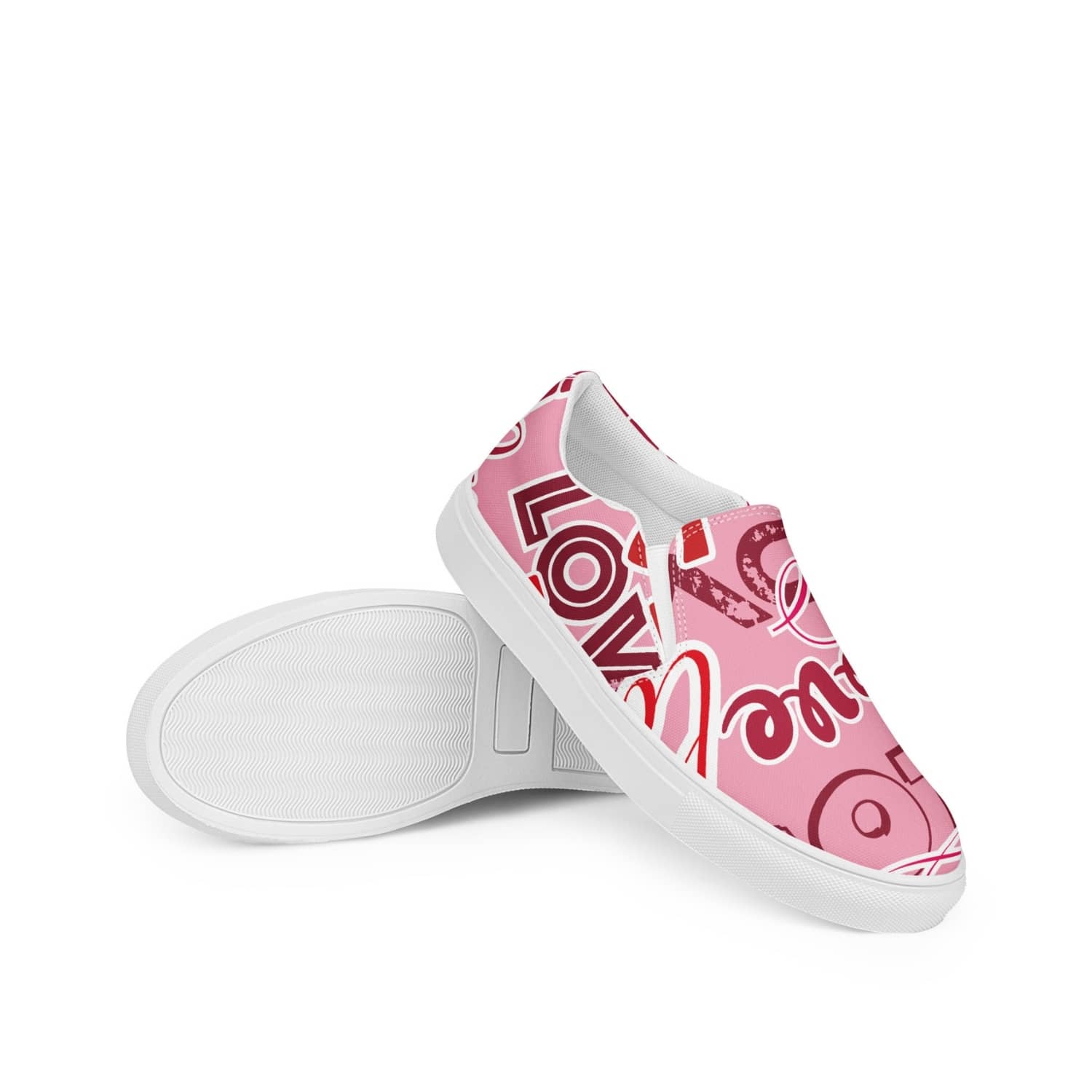 Damen Canvas Textil-Slipper PF4191 weiss Pink Love
