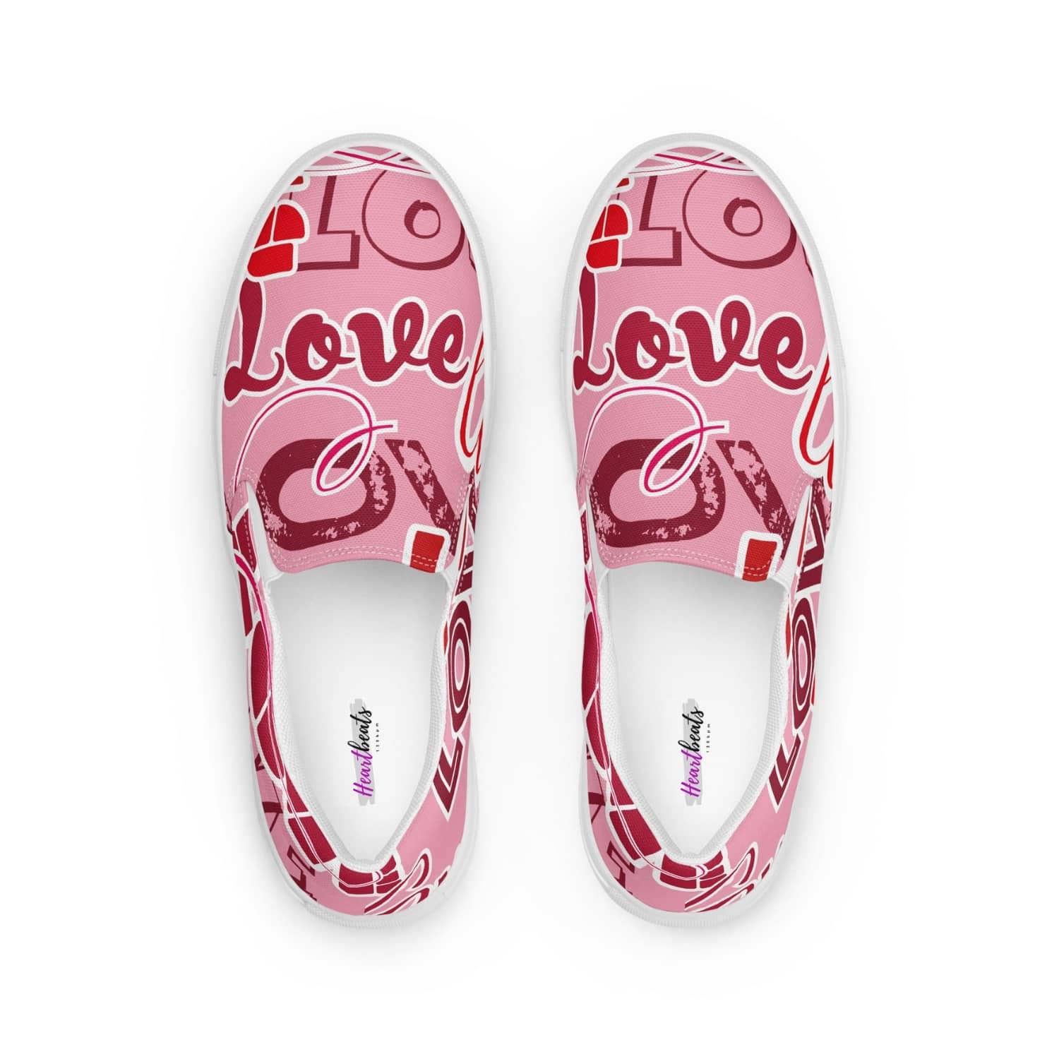 Damen Canvas Textil-Slipper PF4191 weiss Pink Love