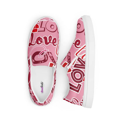 Damen Canvas Textil-Slipper PF4191 weiss Pink Love