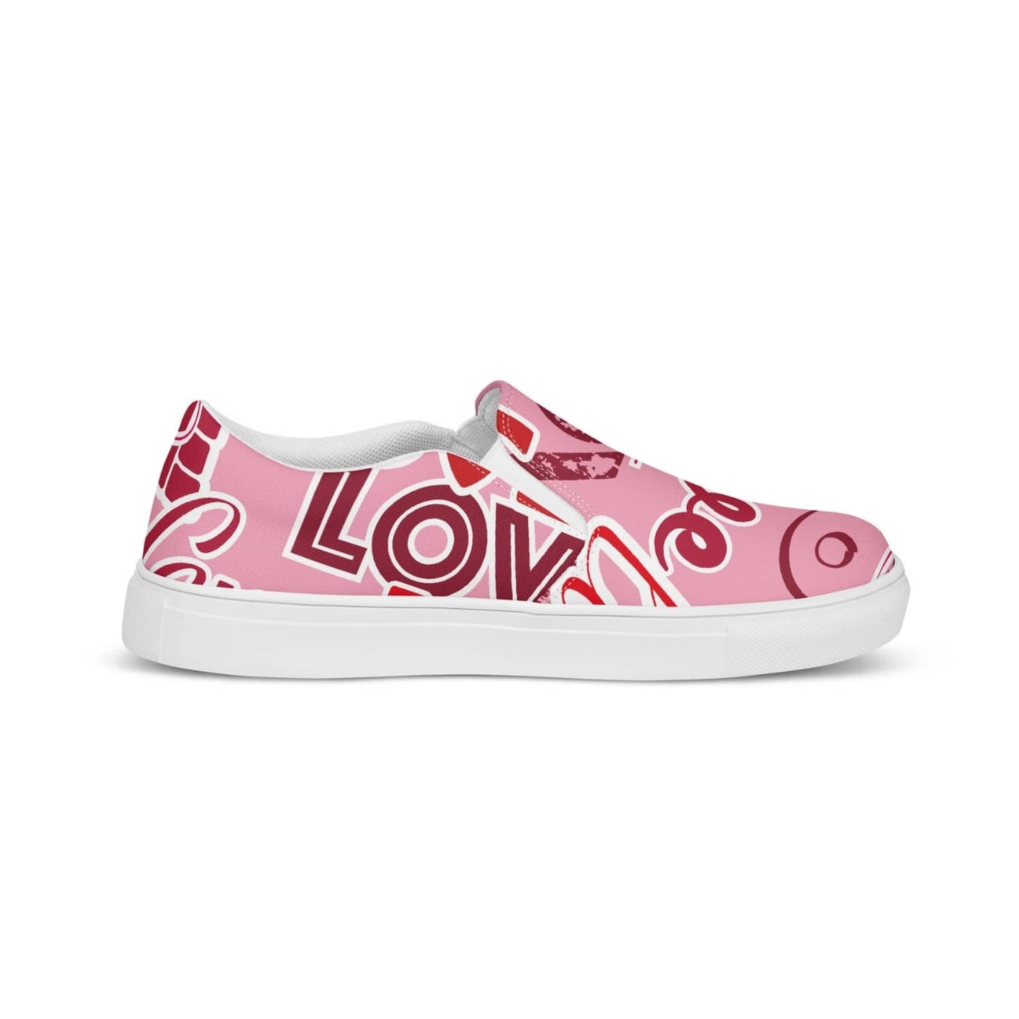 Damen Canvas Textil-Slipper PF4191 weiss Pink Love