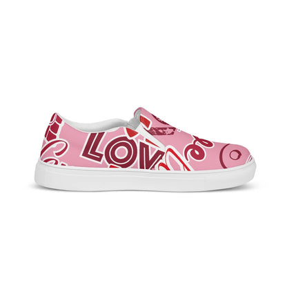 Damen Canvas Textil-Slipper PF4191 weiss Pink Love