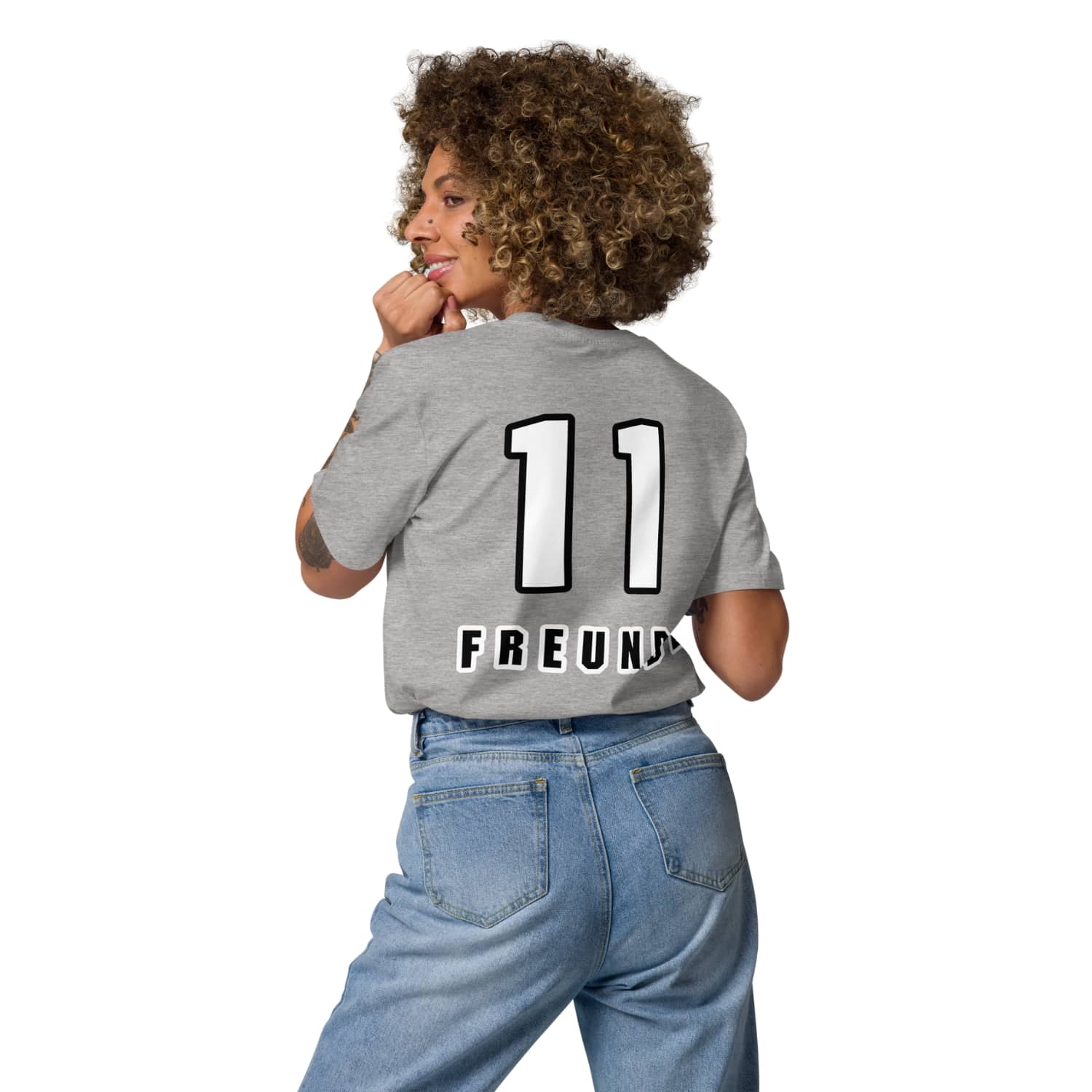 Damen Classic Fußball Fan T-Shirt 11 Freunde PF5272 light grey