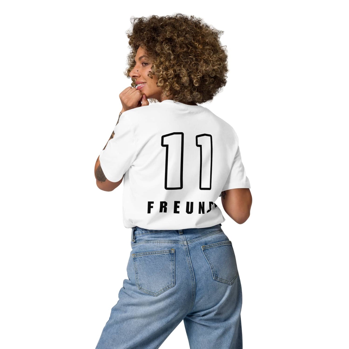 Damen Classic Fußball Fan T-Shirt 11 Freunde PF5273 weiss