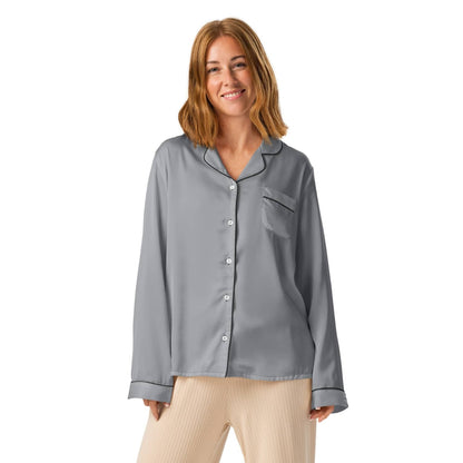 Damen Pyjama-Oberteil lang PF9223 uni grau