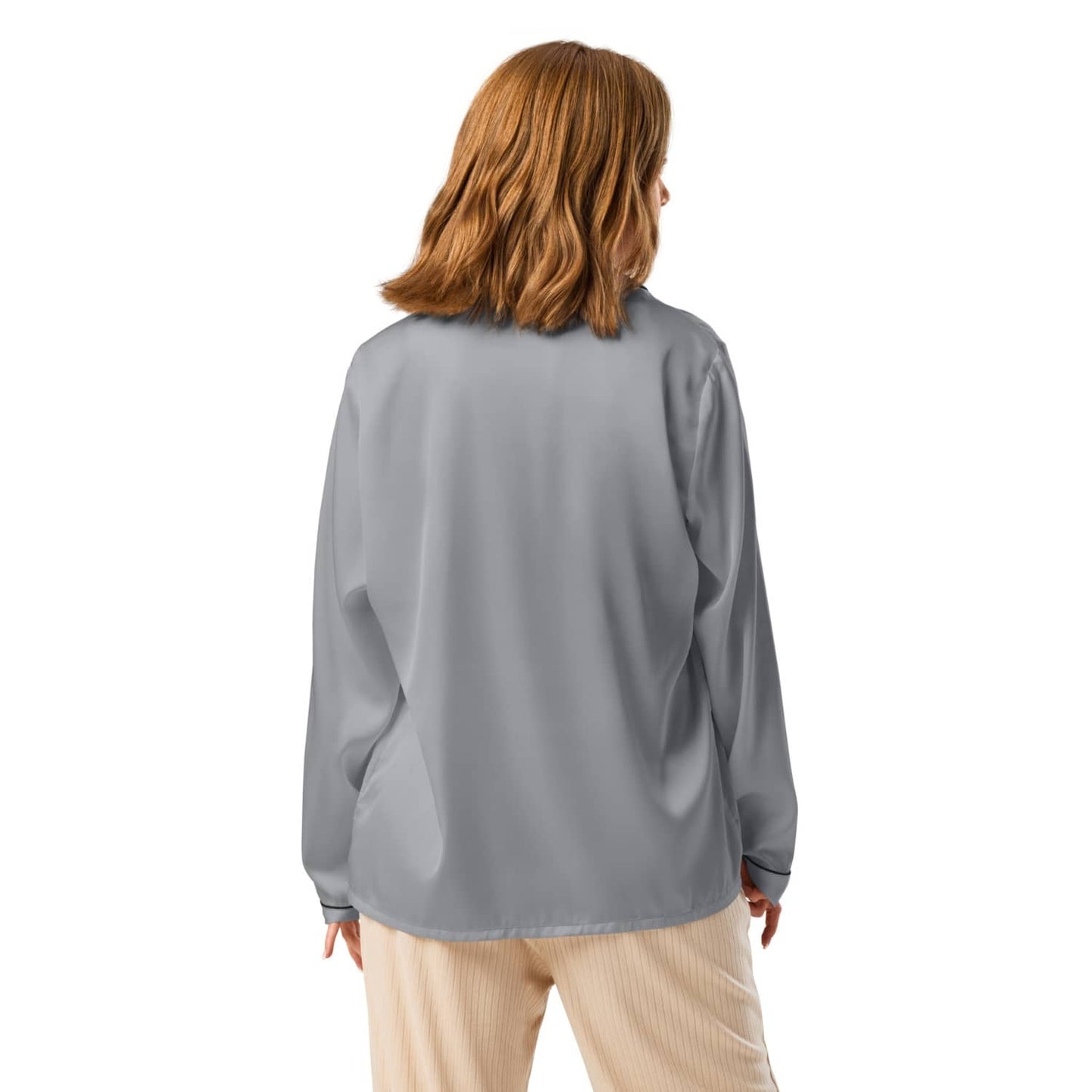 Damen Pyjama-Oberteil lang PF9223 uni grau