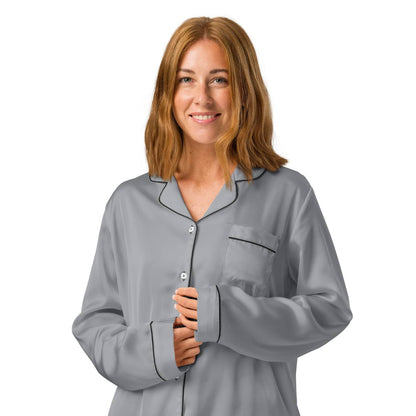 Damen Pyjama-Oberteil lang PF9223 uni grau