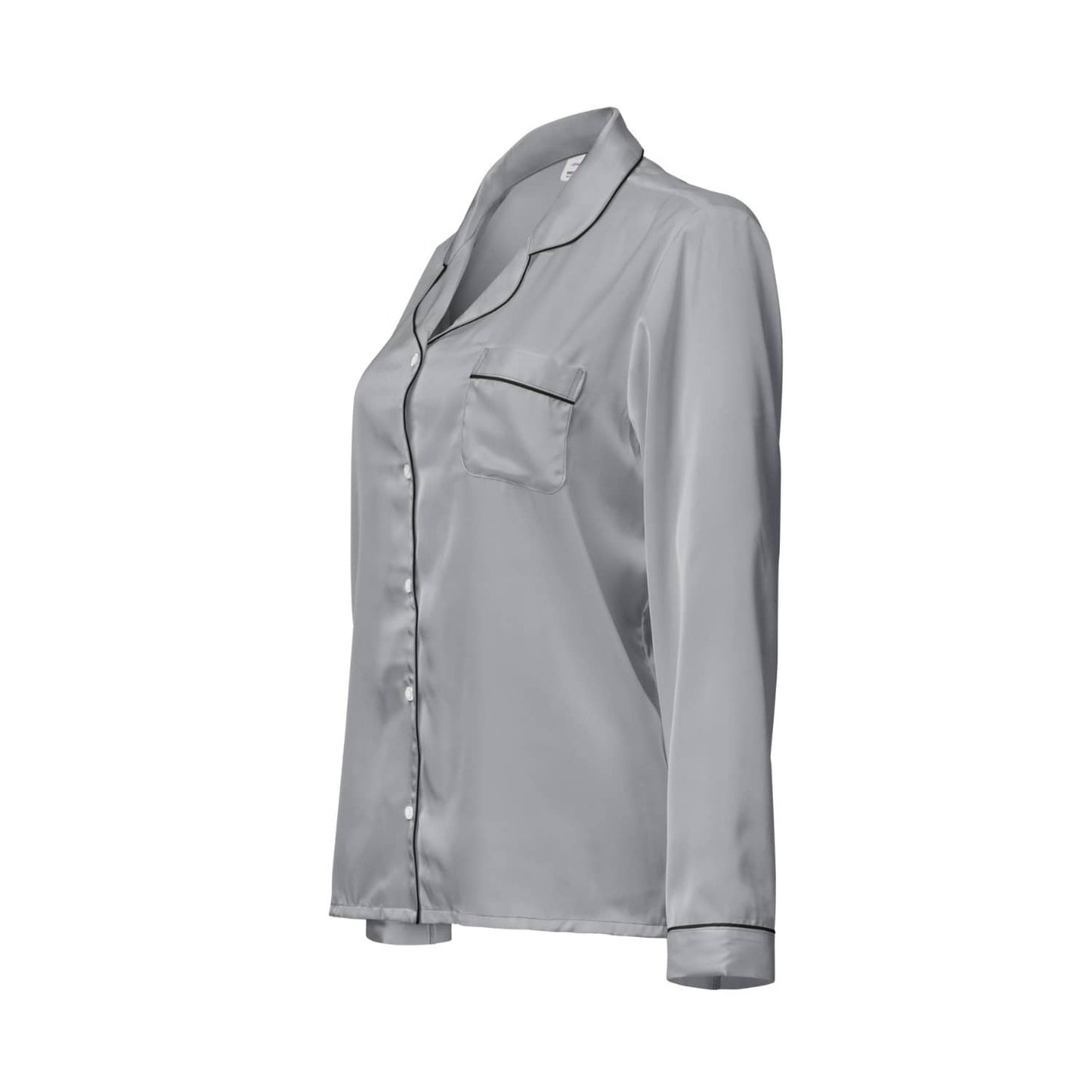 Damen Pyjama-Oberteil lang PF9223 uni grau
