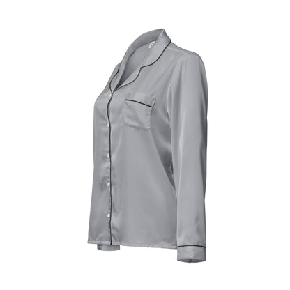 Damen Pyjama-Oberteil lang PF9223 uni grau