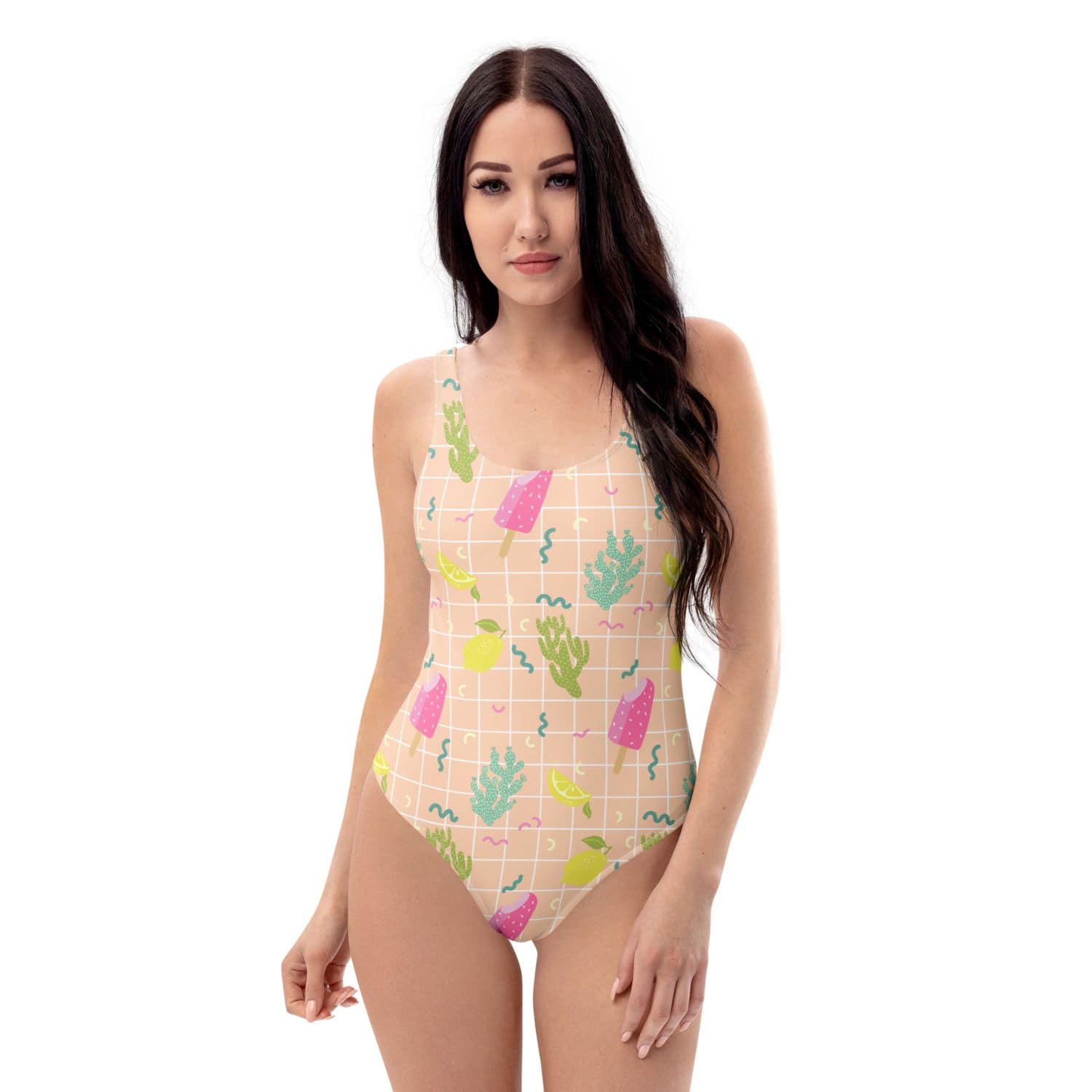 Einteiliger Allover Badeanzug PF2083 lachs mehrfarbig