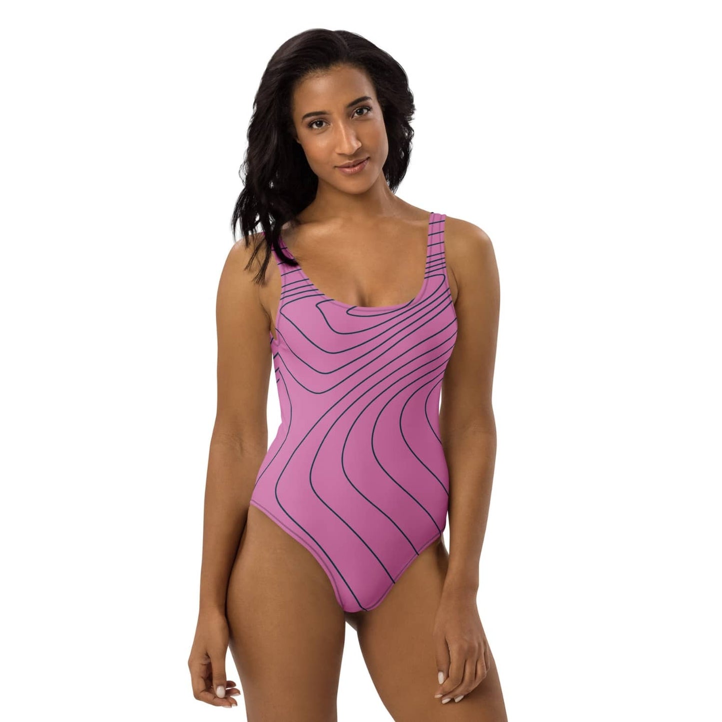 Einteiliger Allover Badeanzug PF2221 violett schwarz