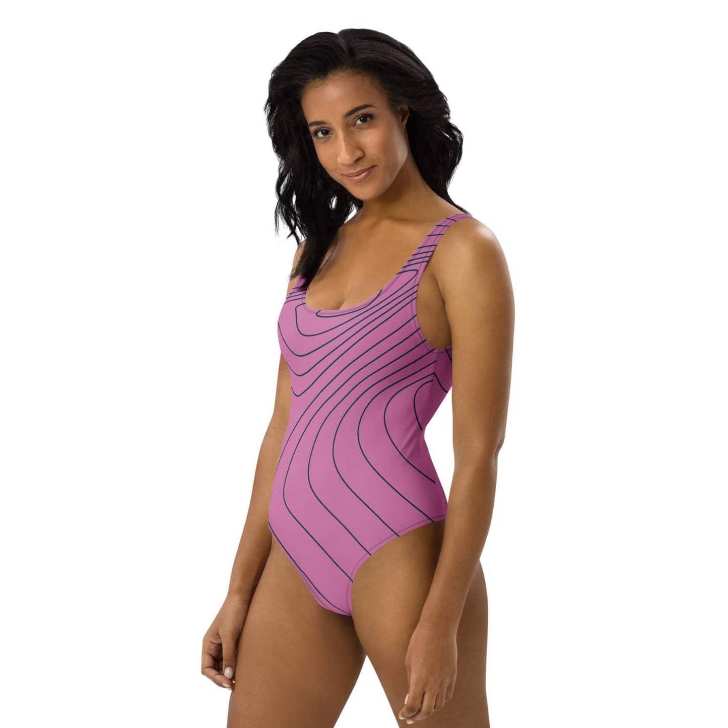 Einteiliger Allover Badeanzug PF2221 violett schwarz
