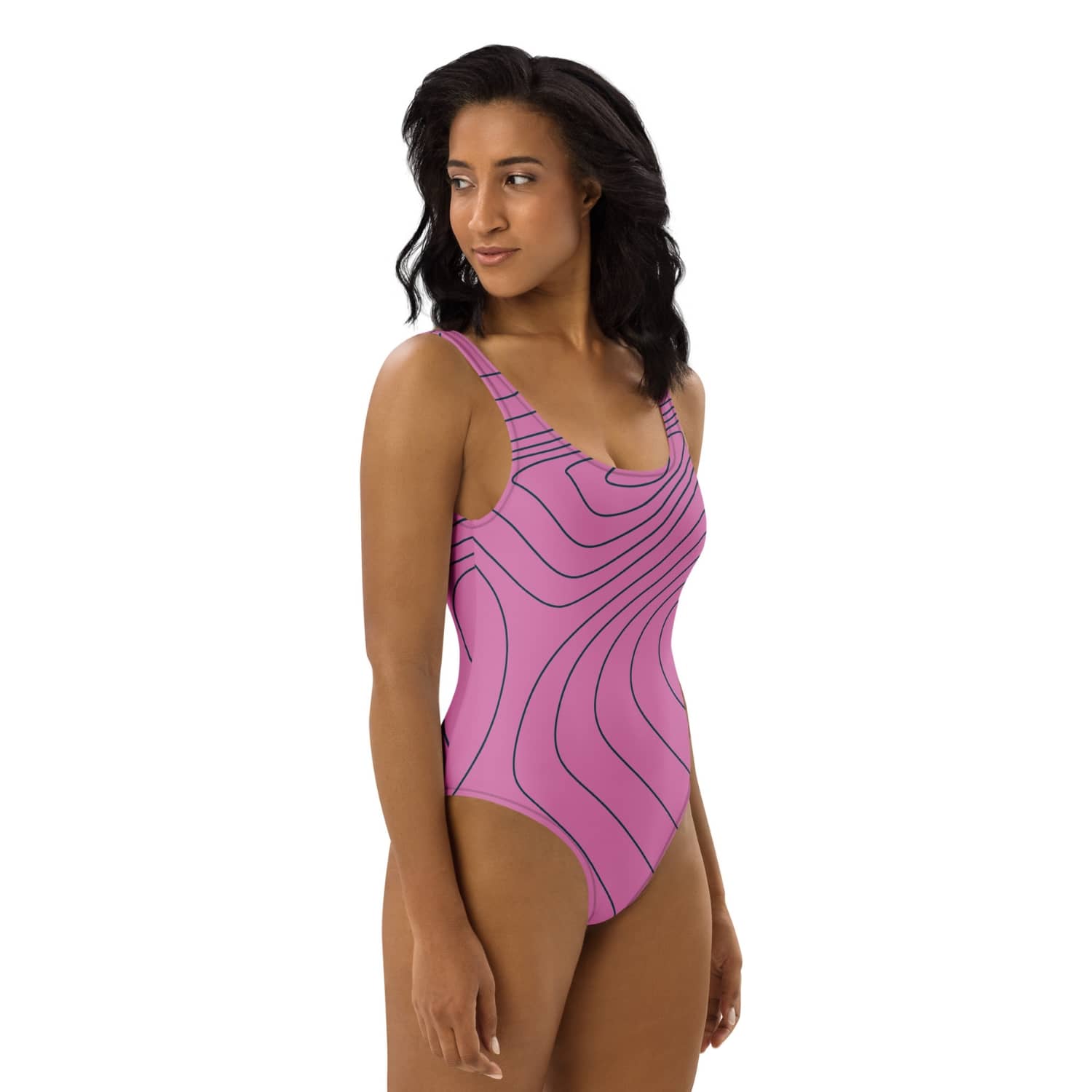 Einteiliger Allover Badeanzug PF2221 violett schwarz