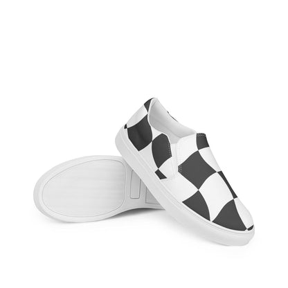 Herren Canvas Textil-Slipper PF8177 weiss Checkerboard