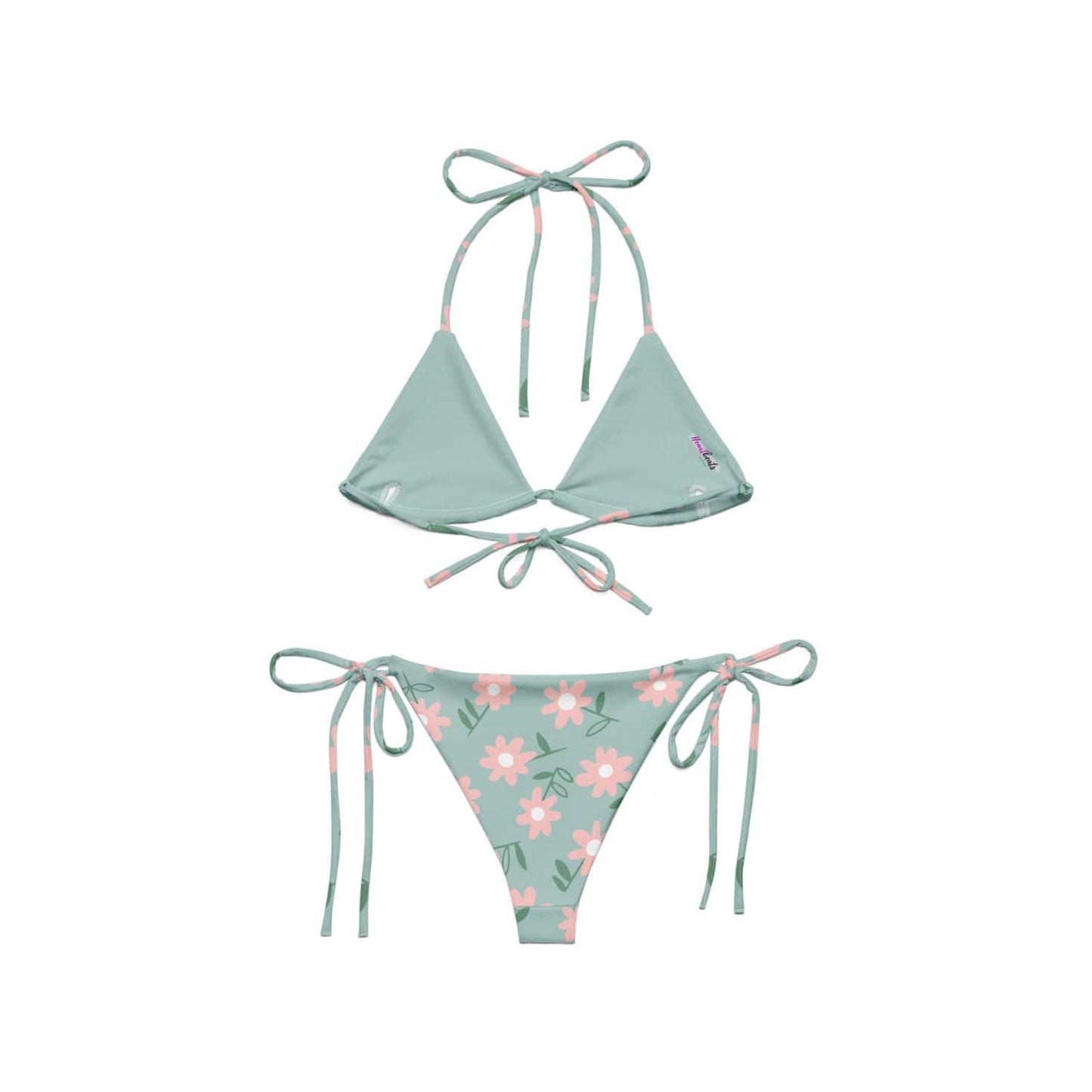 Recycled Allover String-Bikini PF2113 grau-blau blumenmuster