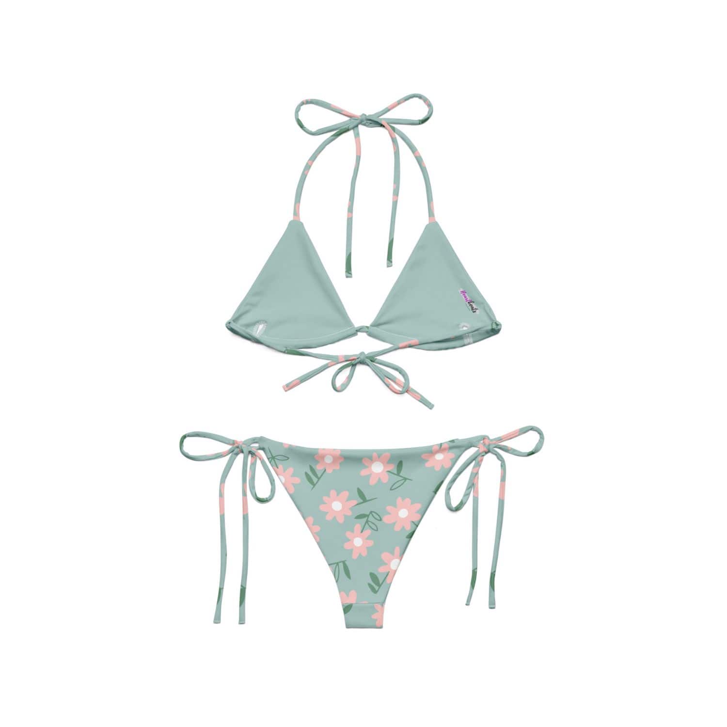 Recycled Allover String-Bikini PF2113 grau-blau blumenmuster