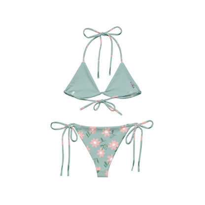Recycled Allover String-Bikini PF2113 grau-blau blumenmuster