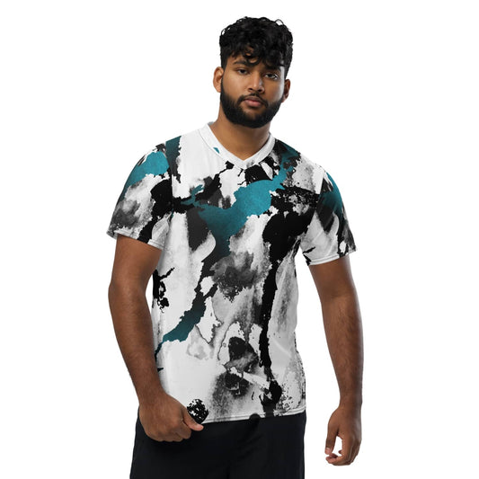 Rockwear Herren Sporttrikot PF7276 weiss / schwarz / blau tie-dye