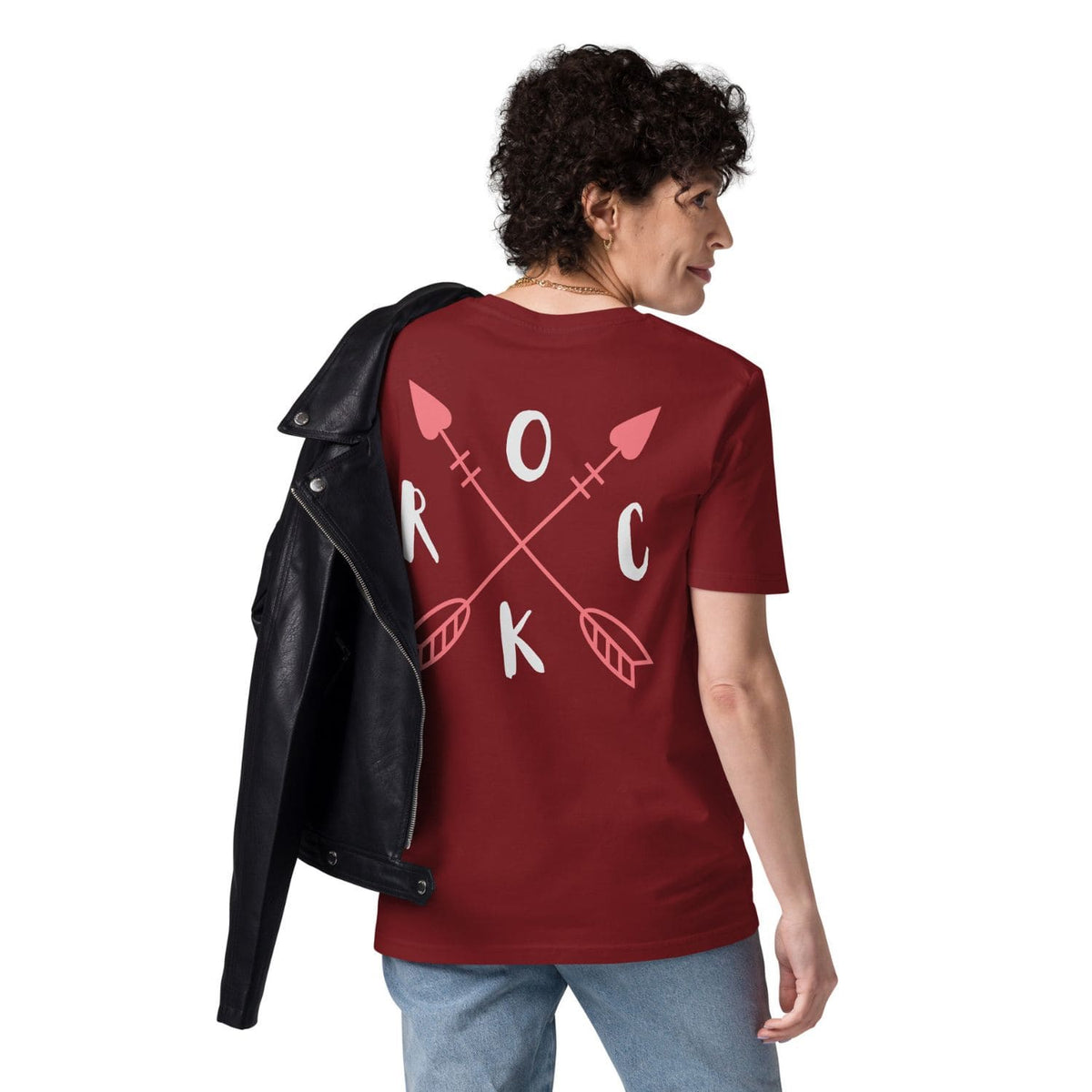 Streetwear Damen T-Shirt ROCK weinrot einfarbig von Herzbiester Fashion - HB3077